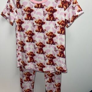 BAMBOO Pink Puppy and Butterfly Kids Pajama Set